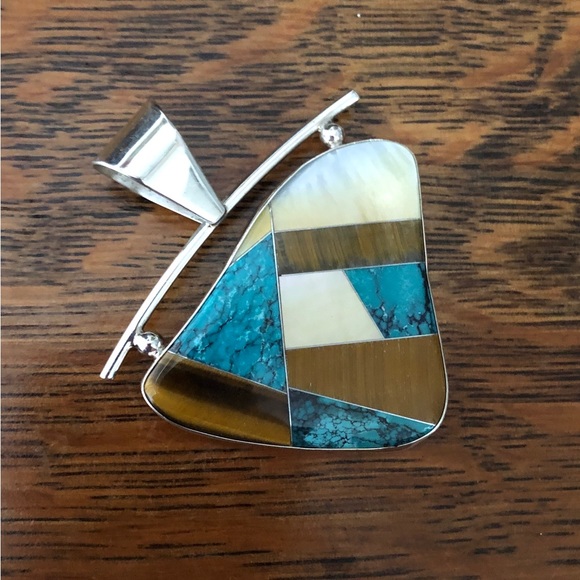 $94 Estate Jay King Drop Pendant  Sterling Silver  Marked DRT 925 China - Picture 7 of 8